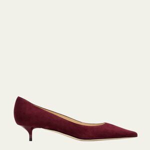 Jimmy Choo Amelia Suede Kitten-Heel Pumps in Garnet NIB, Size 38.5